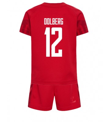 Danmark Kasper Dolberg #12 Hemmakläder Barn VM 2022 Kortärmad (+ Korta byxor)